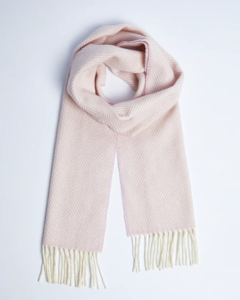 NWT Foxford Pink Herringbone Lambswool Wool Cashmere Blend Scarf New